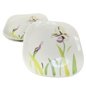 Redwing Pottery Red Wing Hand Painted Iris Plate Dish 6inch Plates Dishes Set 4